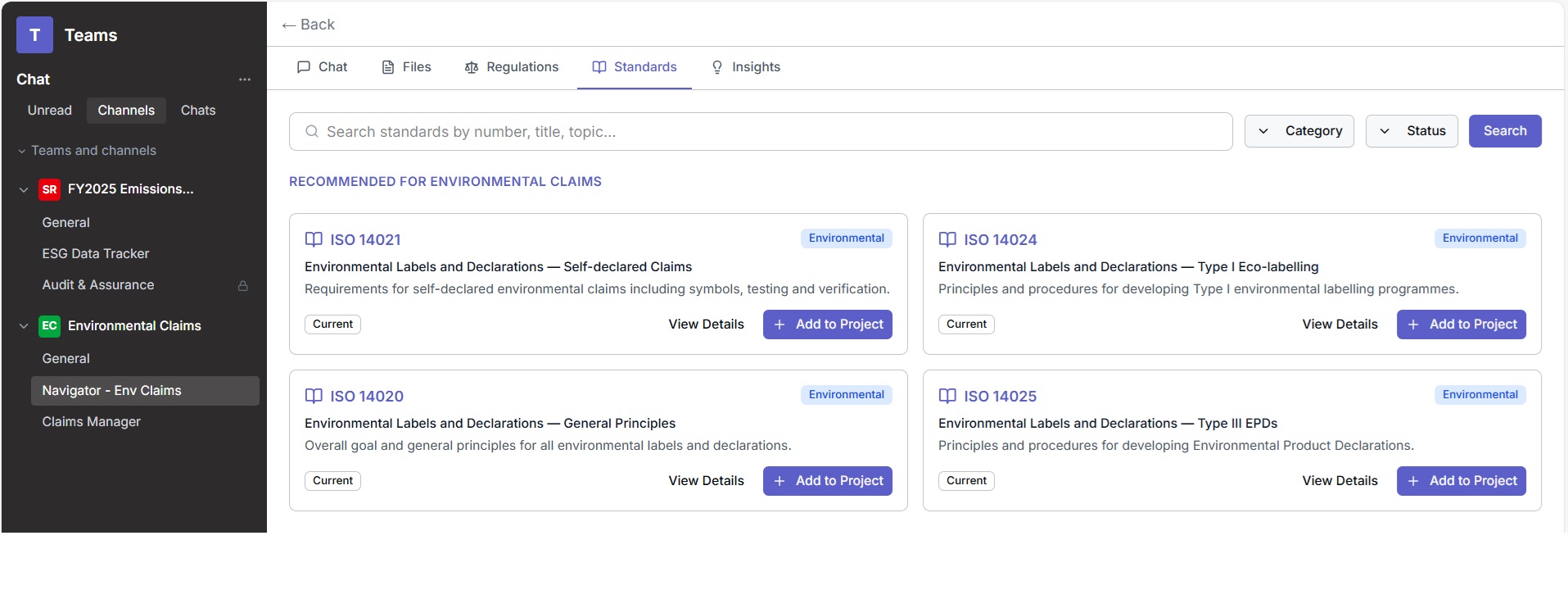 Teams Navigator Standards